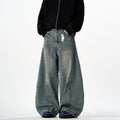American Retro Washed Denim Jeans Unisex Loose Straight-Leg Pants
