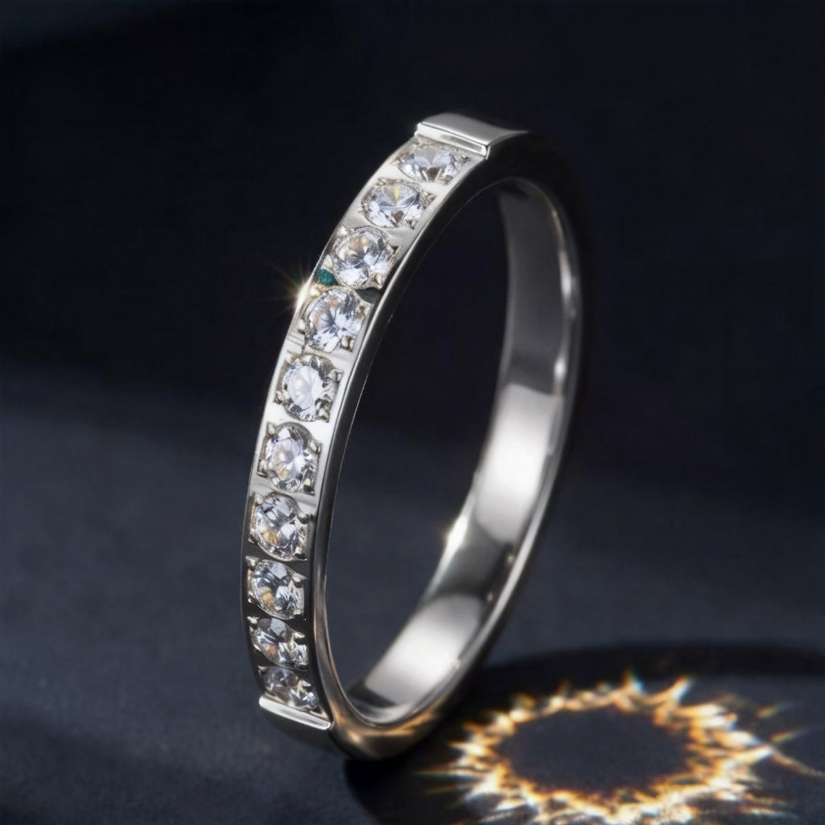 Stainless steel ring with diamonds, titanium steel ring