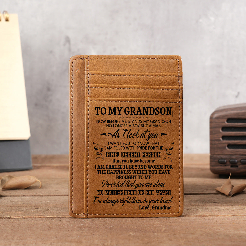Ultra Thin Laser Engraved PU Leather Card Holder Wallet