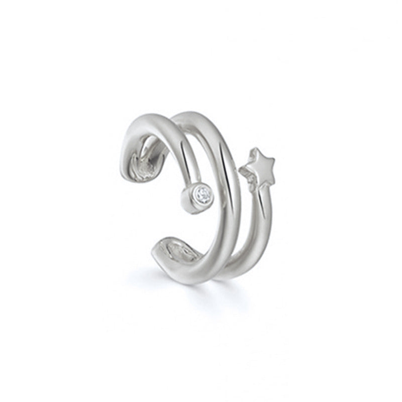 Light Luxury Zircon Inlaid 18K Gold Copper Ear Clip for Unisex