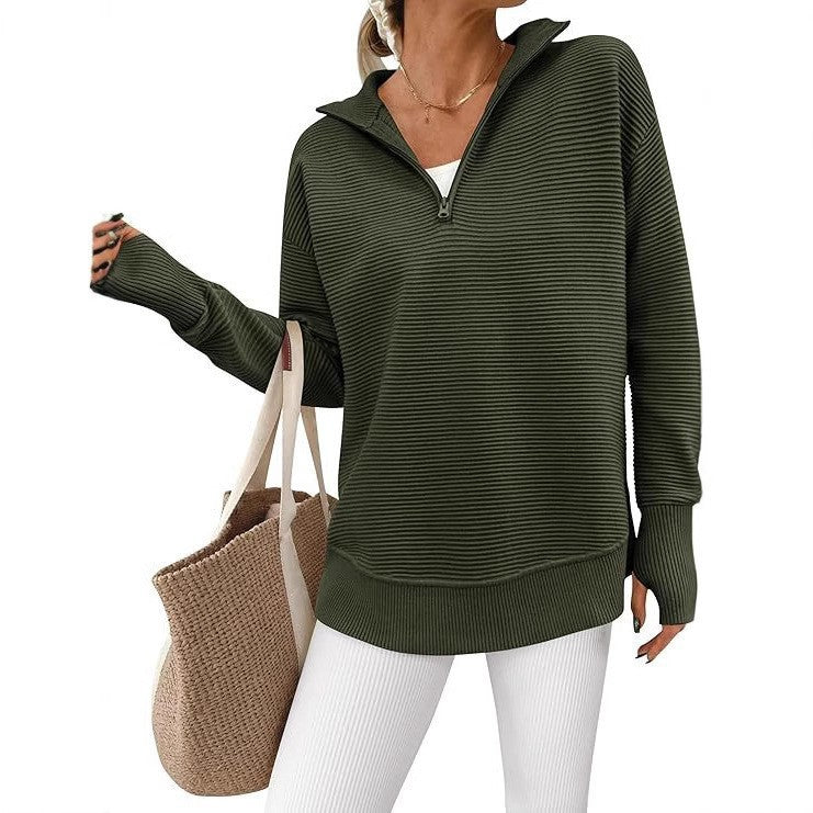 Ribbed Knitted Sweater Pullover for Women