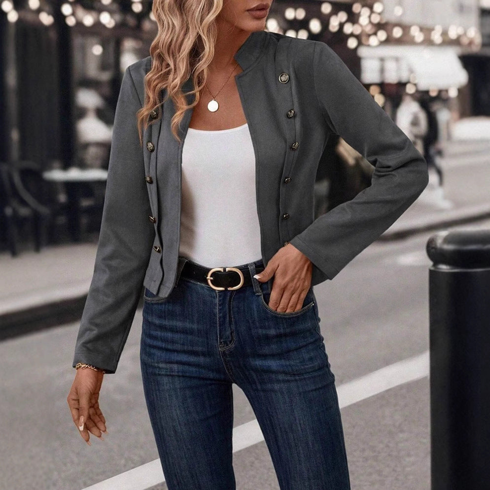 Womens Retro Suede Double-Breasted Coat
