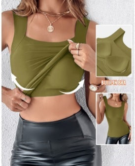 Womens Solid U-Neck Sleeveless Tank Top