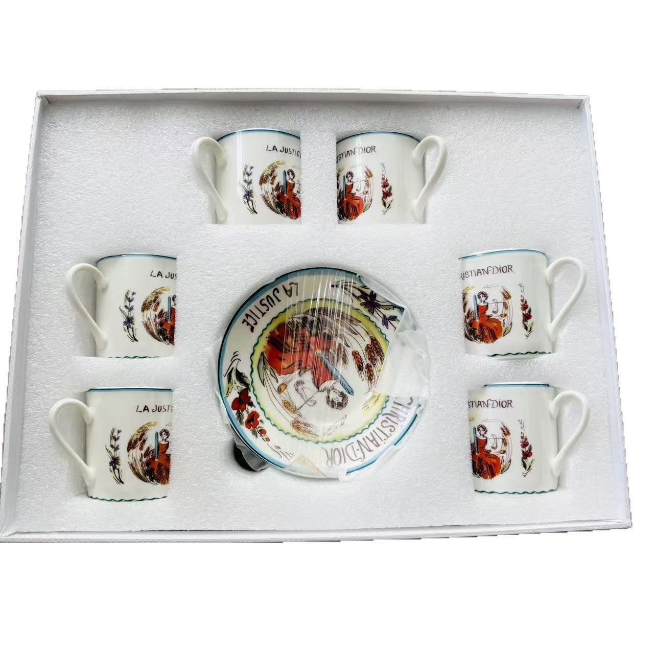 European Retro Ceramic Coffee Cup and Saucer Set