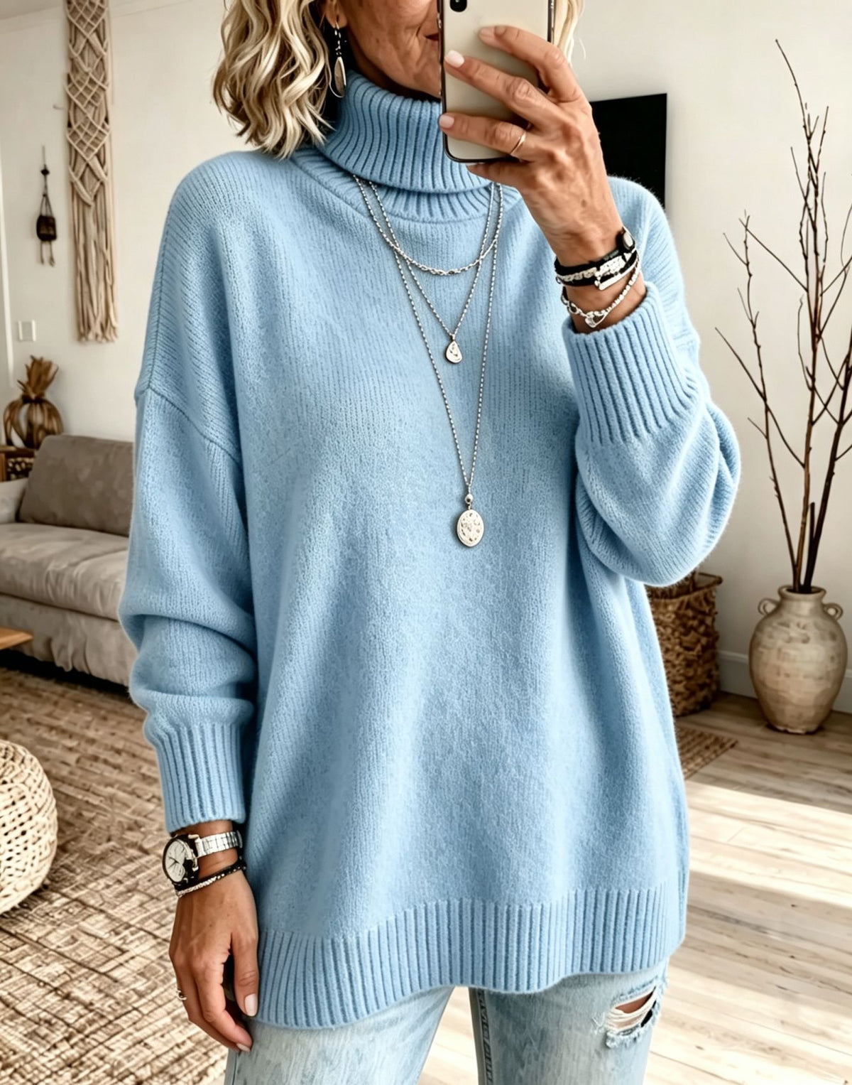 Women's High-Neck Knit Sweater