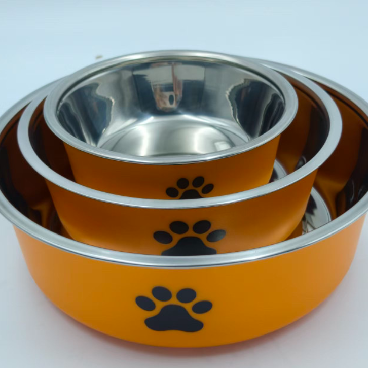 Stainless Steel Pet Bowl, Double-Layer Plastic Dog Bowl, Cat Bowl, Feeding Bowl for Food and Water, Pet Feeding Bowl, Cat Bowl Wholesale
