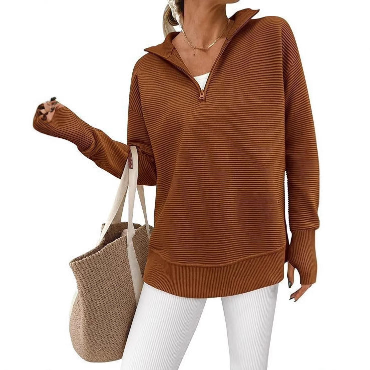 Ribbed Knitted Sweater Pullover for Women