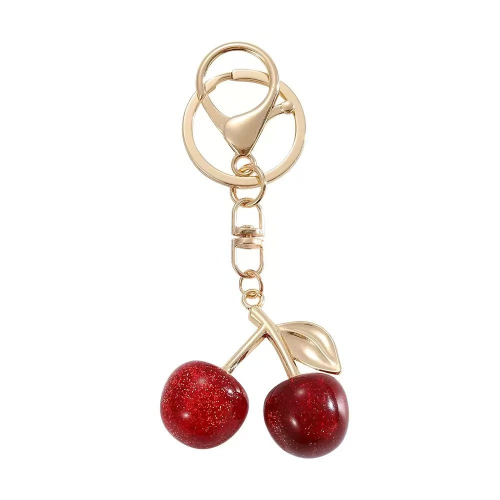 Cherry Keychain Bag Charm Metal Pendant