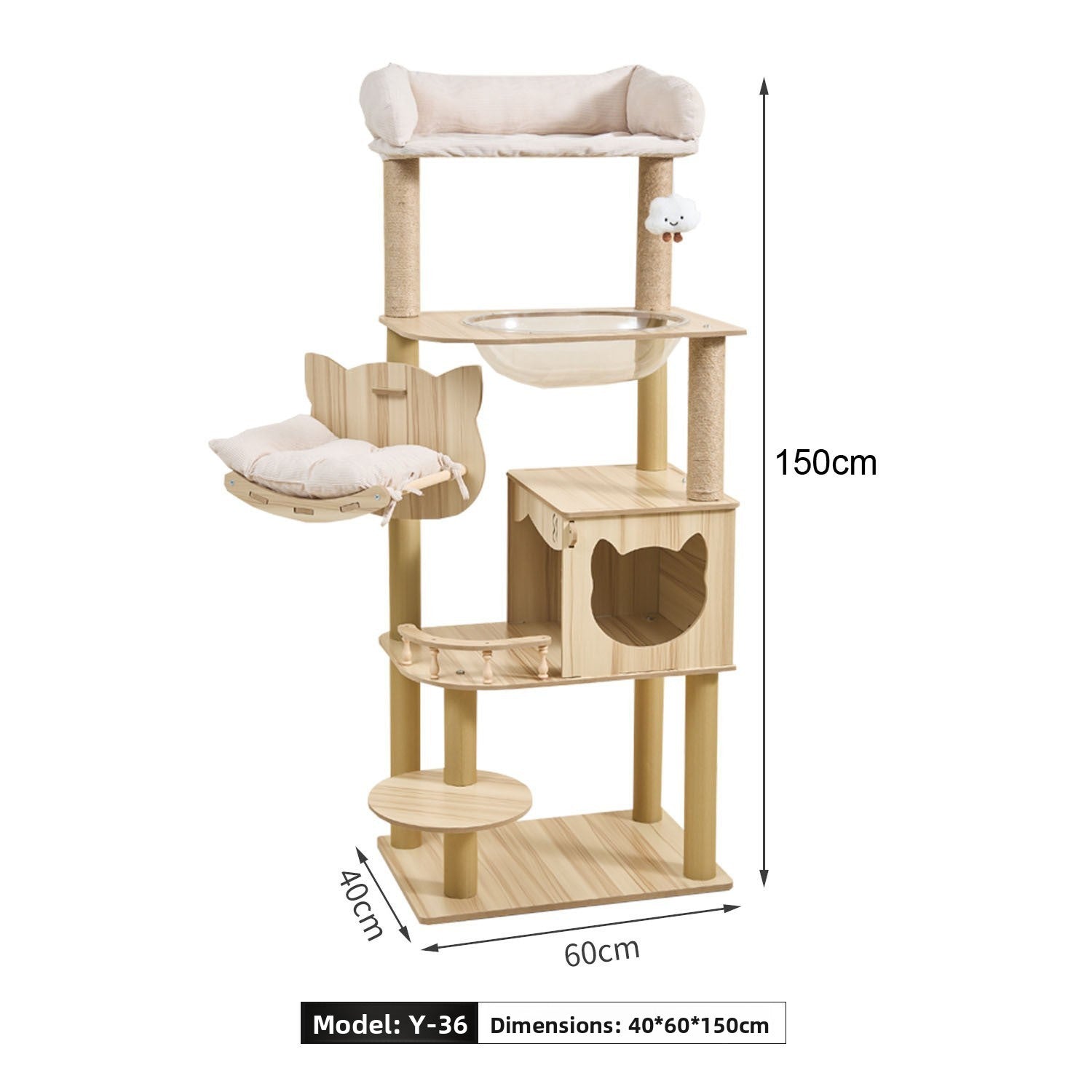 Multi-functional Cat Tree with Scratching Post and Bed