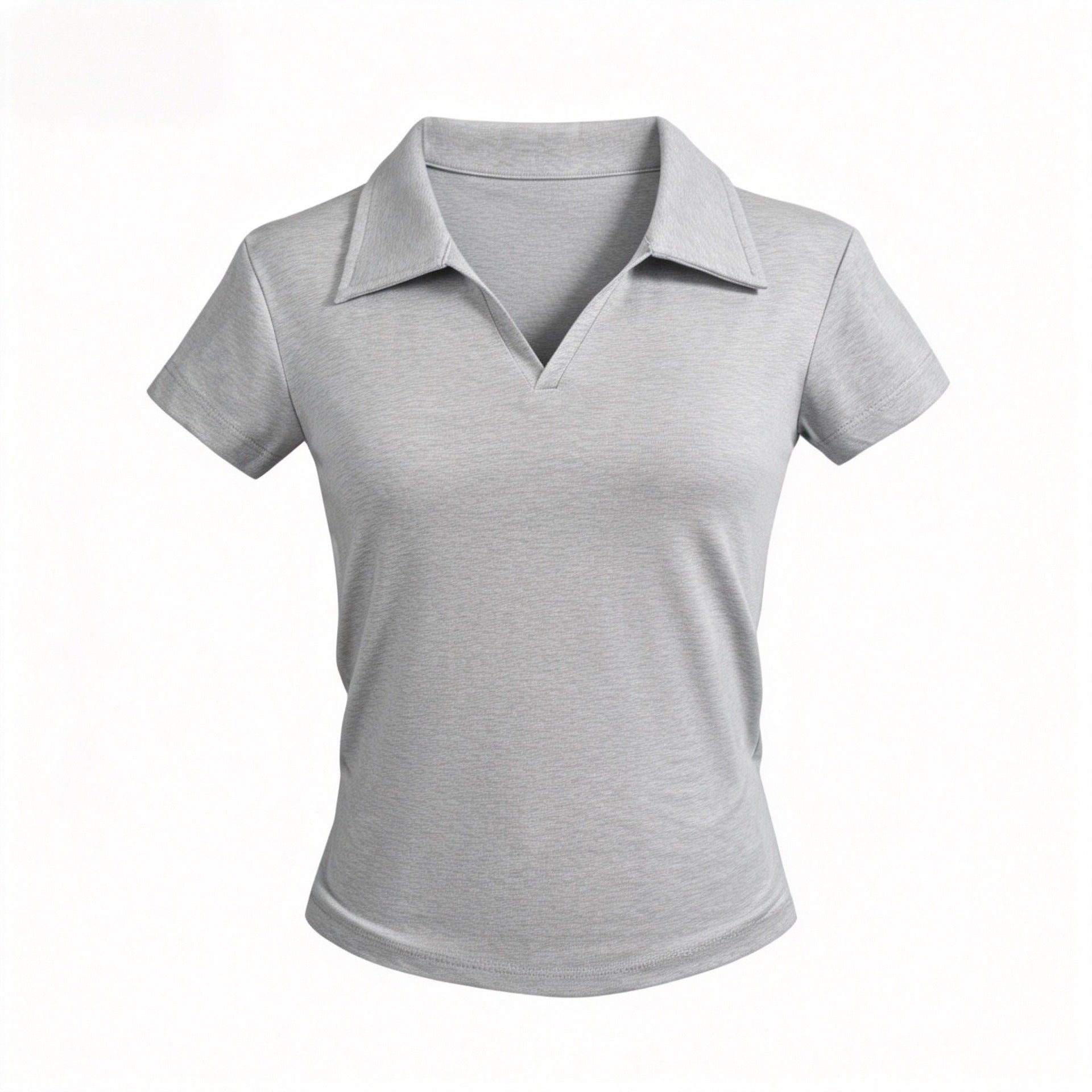 Small V-Neck,Short Fit, Waist-Cinching, Slim Fit Short-sleeve T-shirt
