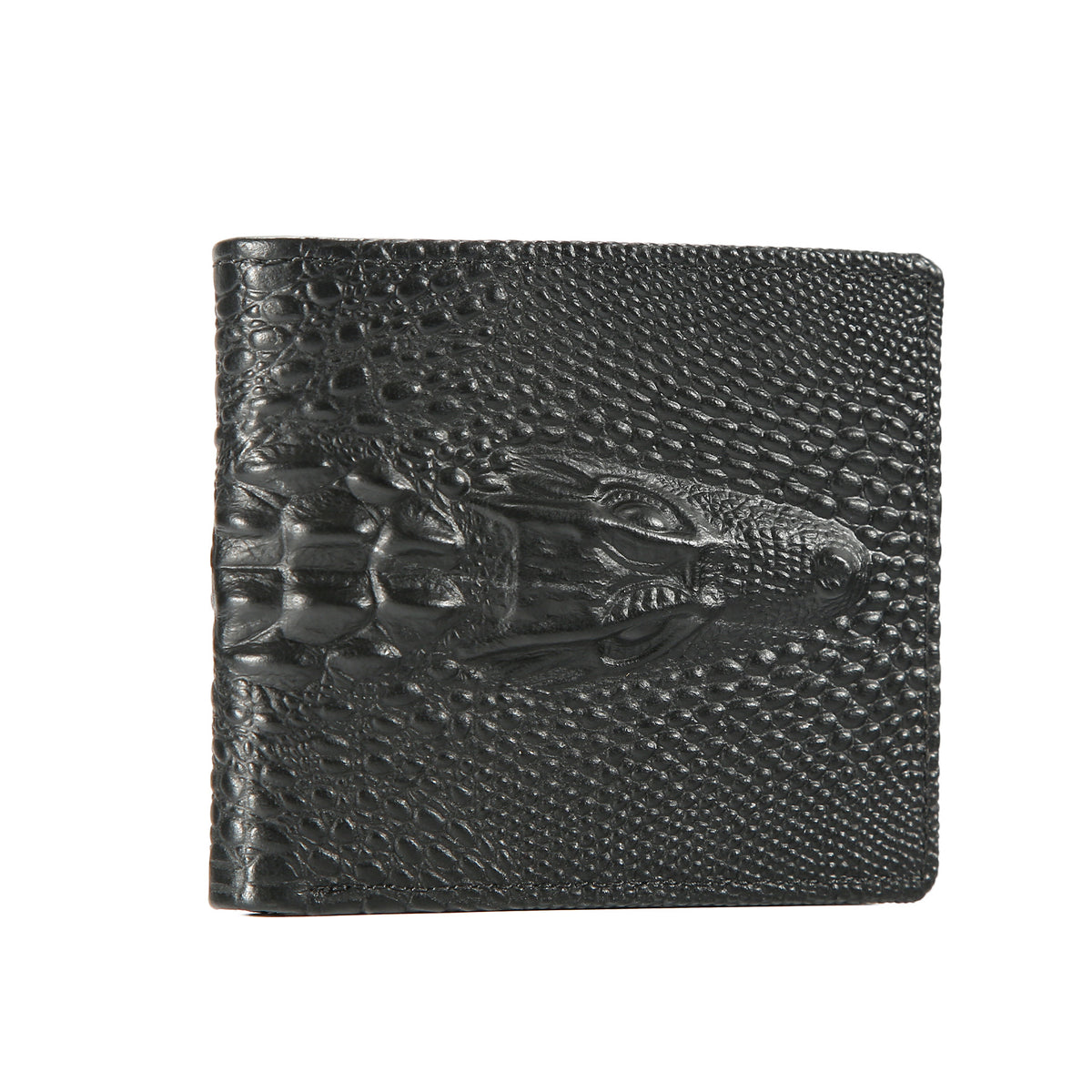 Mens Genuine Leather Short Wallet with Crocodile Pattern