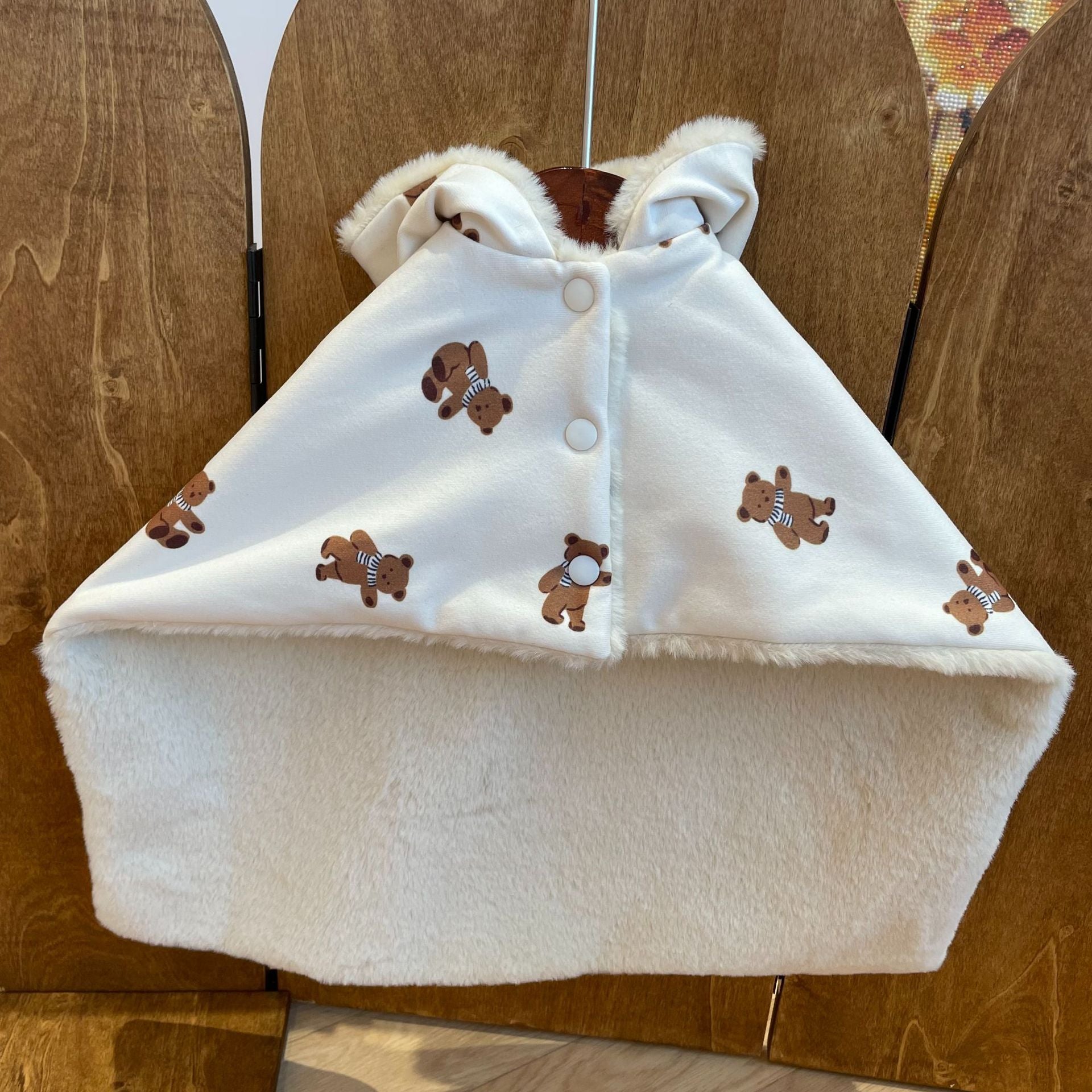 Double-sided wrap scarf teddy bear pet blanket cape