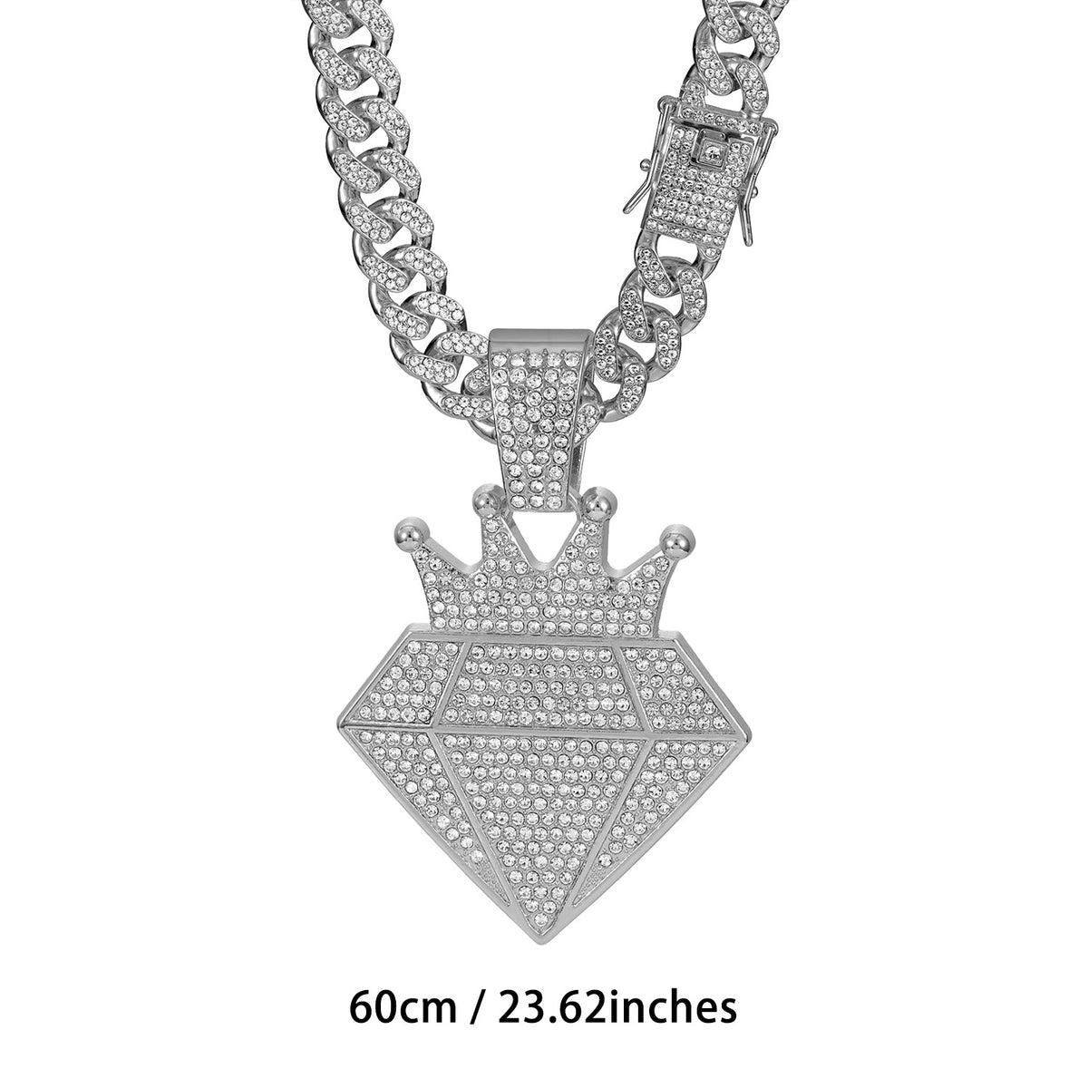 alloy diamond studded crown diamond Cuban necklace pendant