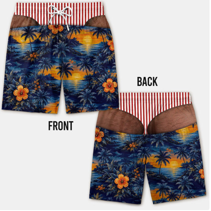 Men's 3D Patriotic Print Loose Beach Shorts