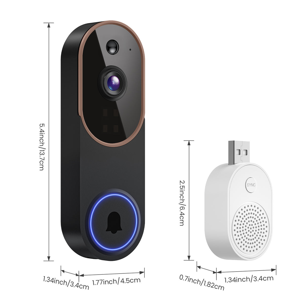 Video Doorbell Camera with Voice Intercom, Monitoring, Wifi, Hd Night Vision, Smart Doorbell, Electronic Peephole