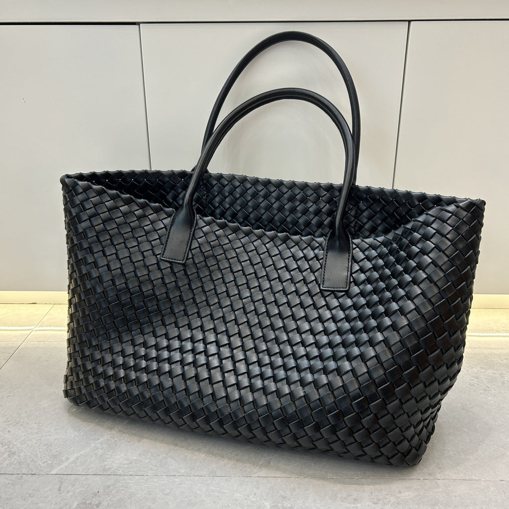 Genuine Leather Woven Tote Bag