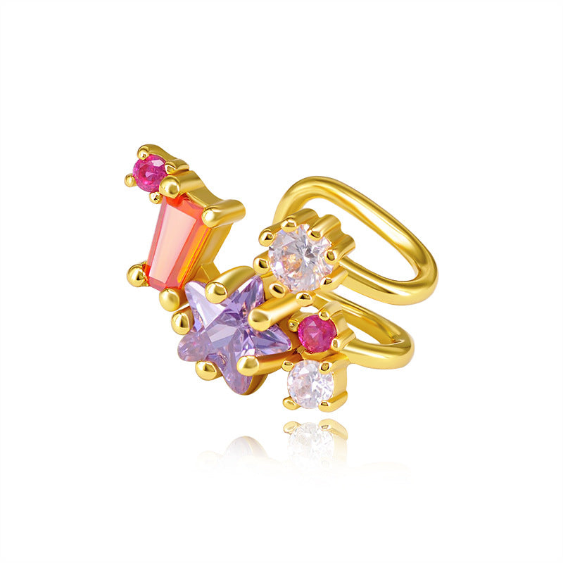 Color zircon ear clip