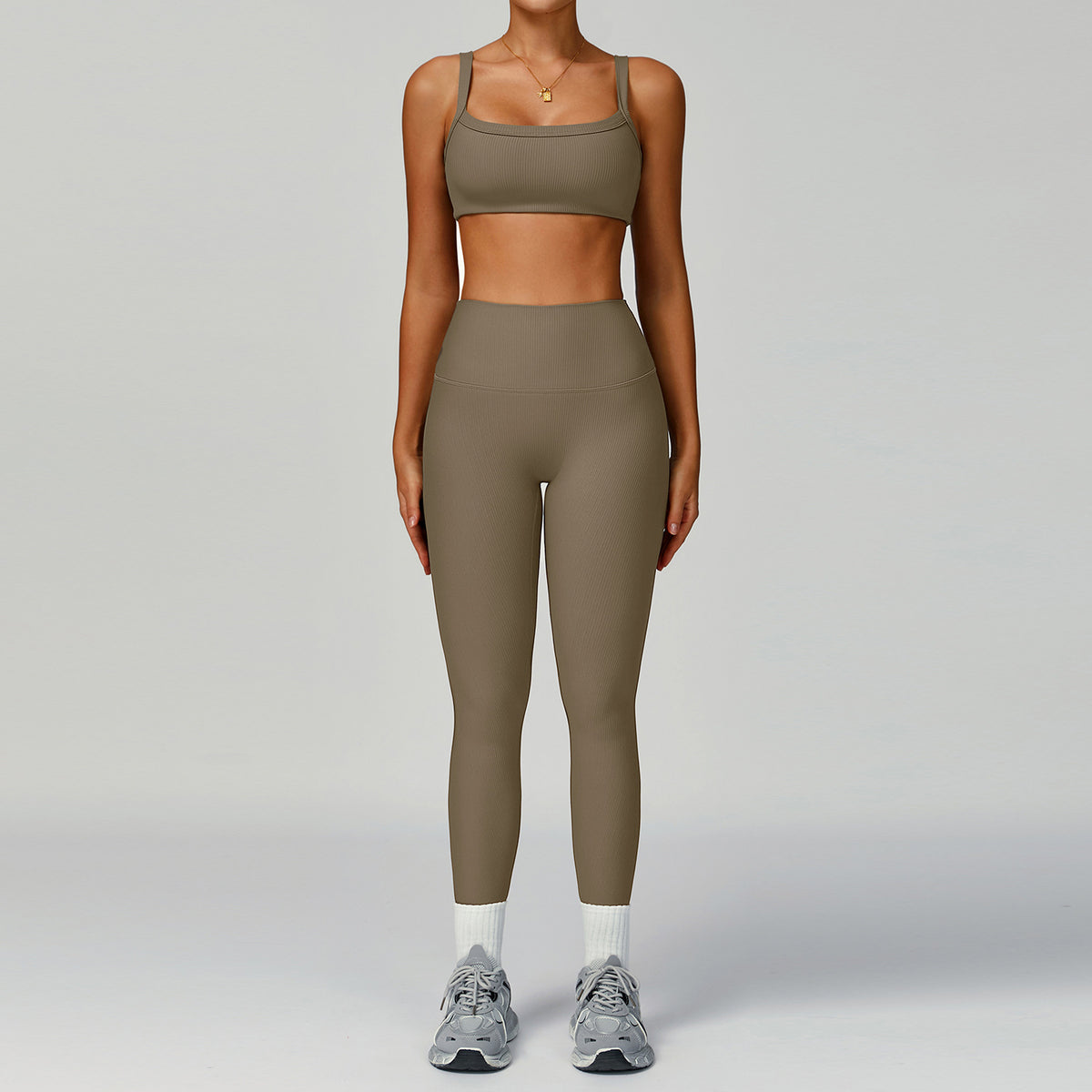 Womens High-Waisted Yoga Set with Moisture-Wicking Fabric