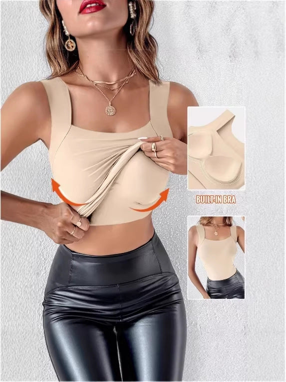 Womens Solid U-Neck Sleeveless Tank Top