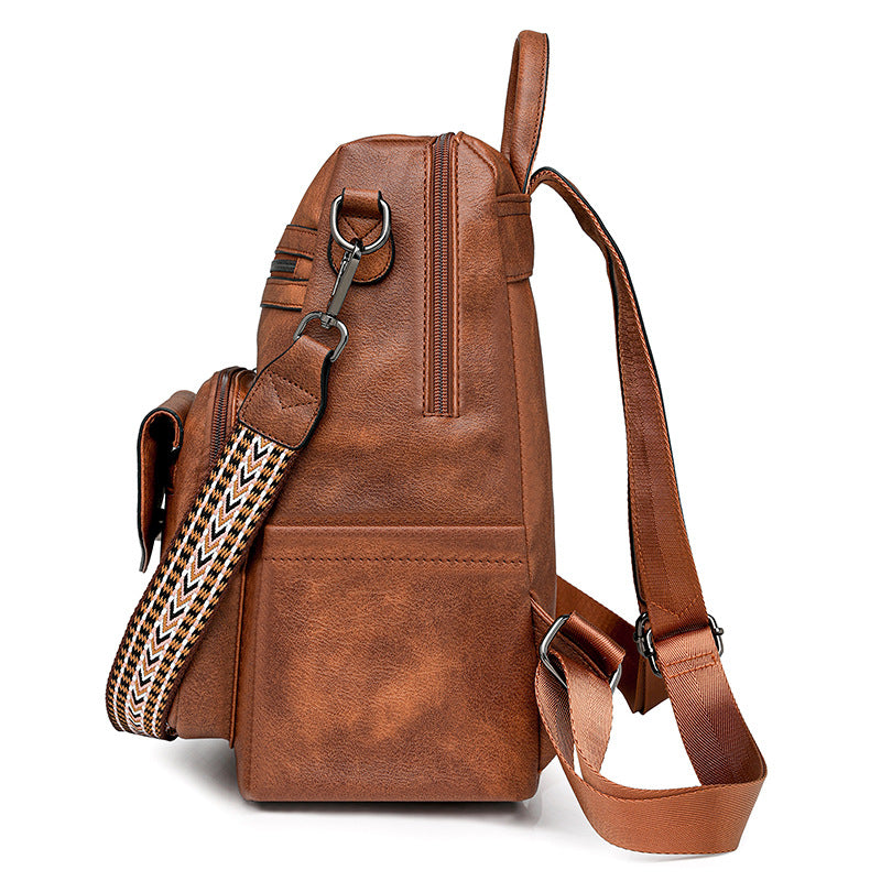 Women PU Vintage Backpack Tassel Dual-Color