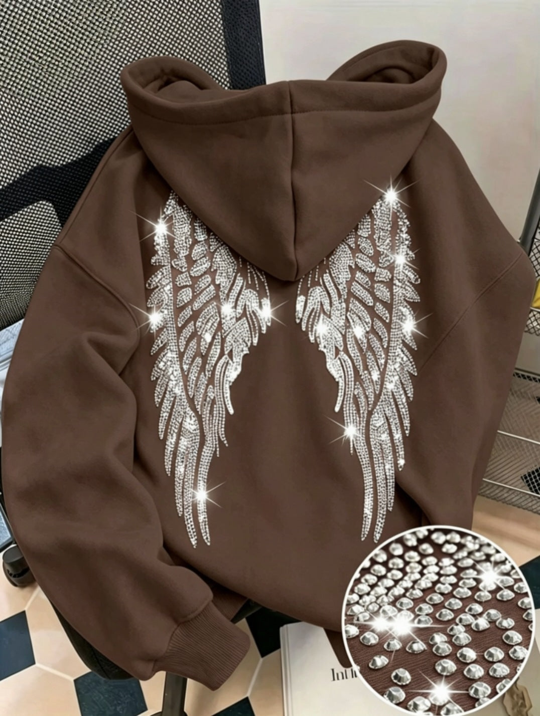 Women's long-sleeved printed hooded sweatshirt