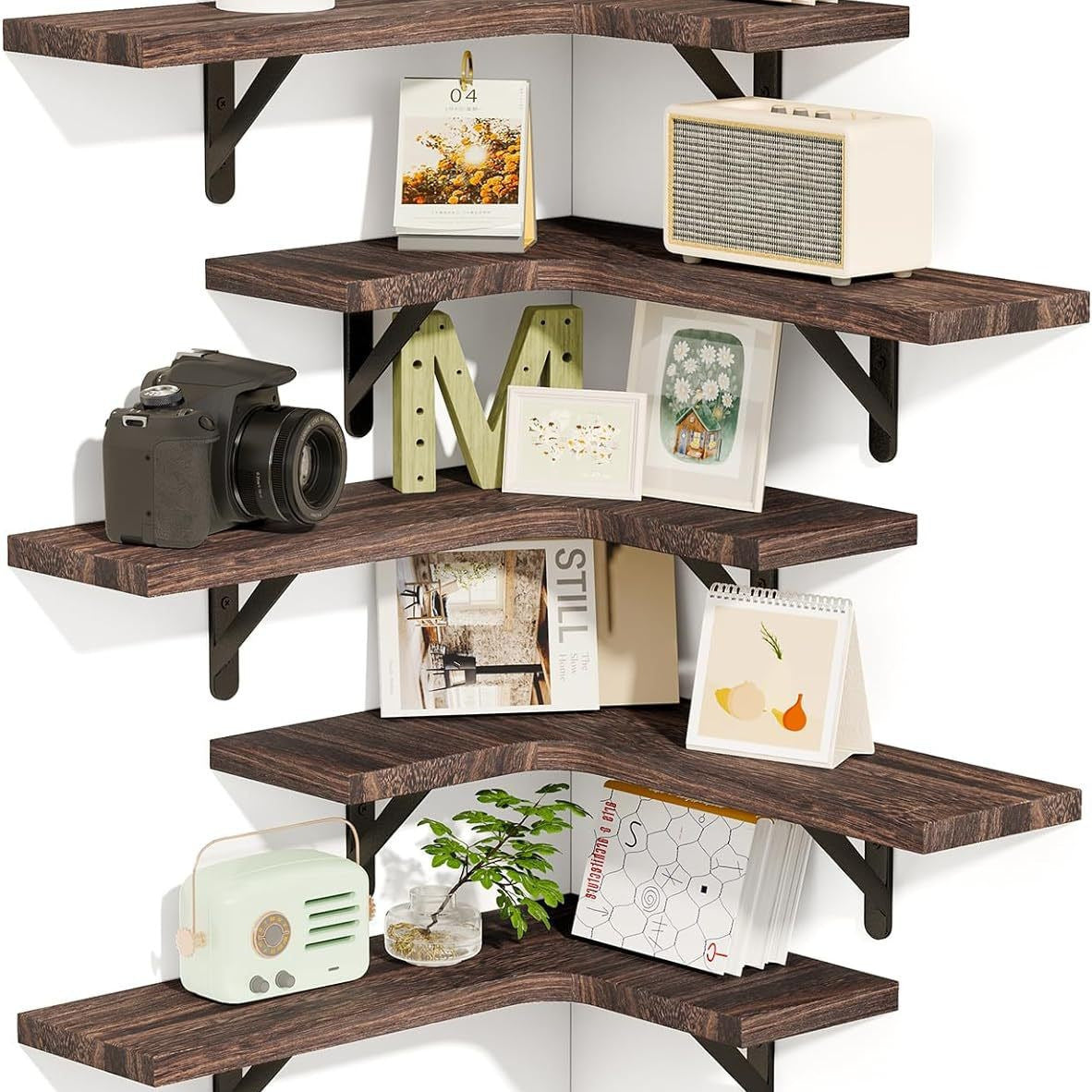 Floating Wood Shelf Wall Mounted Storage Rack