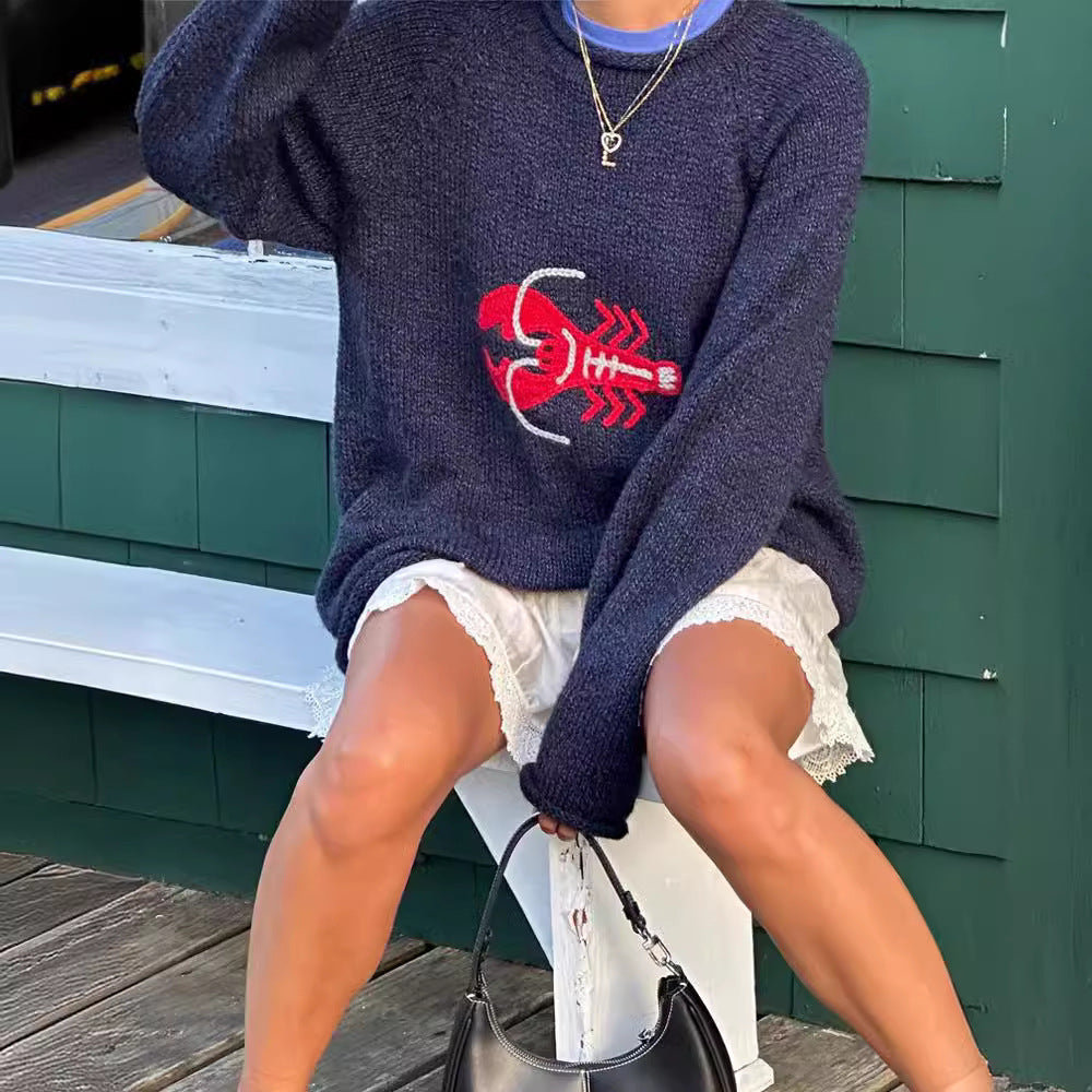Knitted Animal Pattern Sweater Unisex Long Sleeve