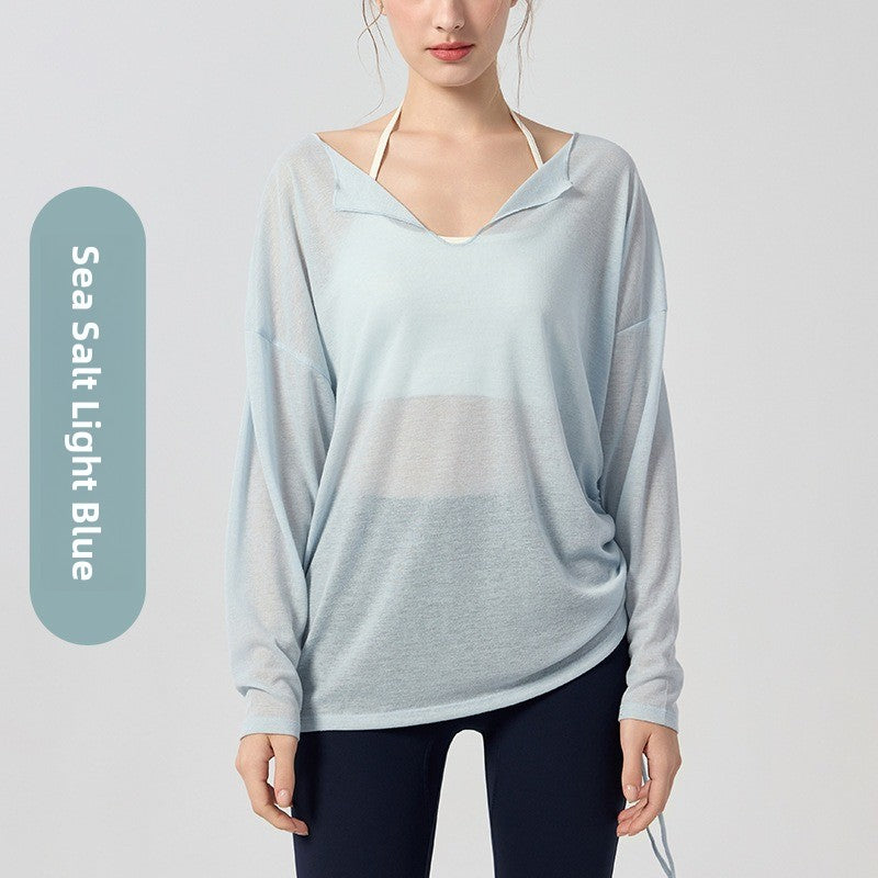 Womens Loose Fit Yoga Long Sleeve Top