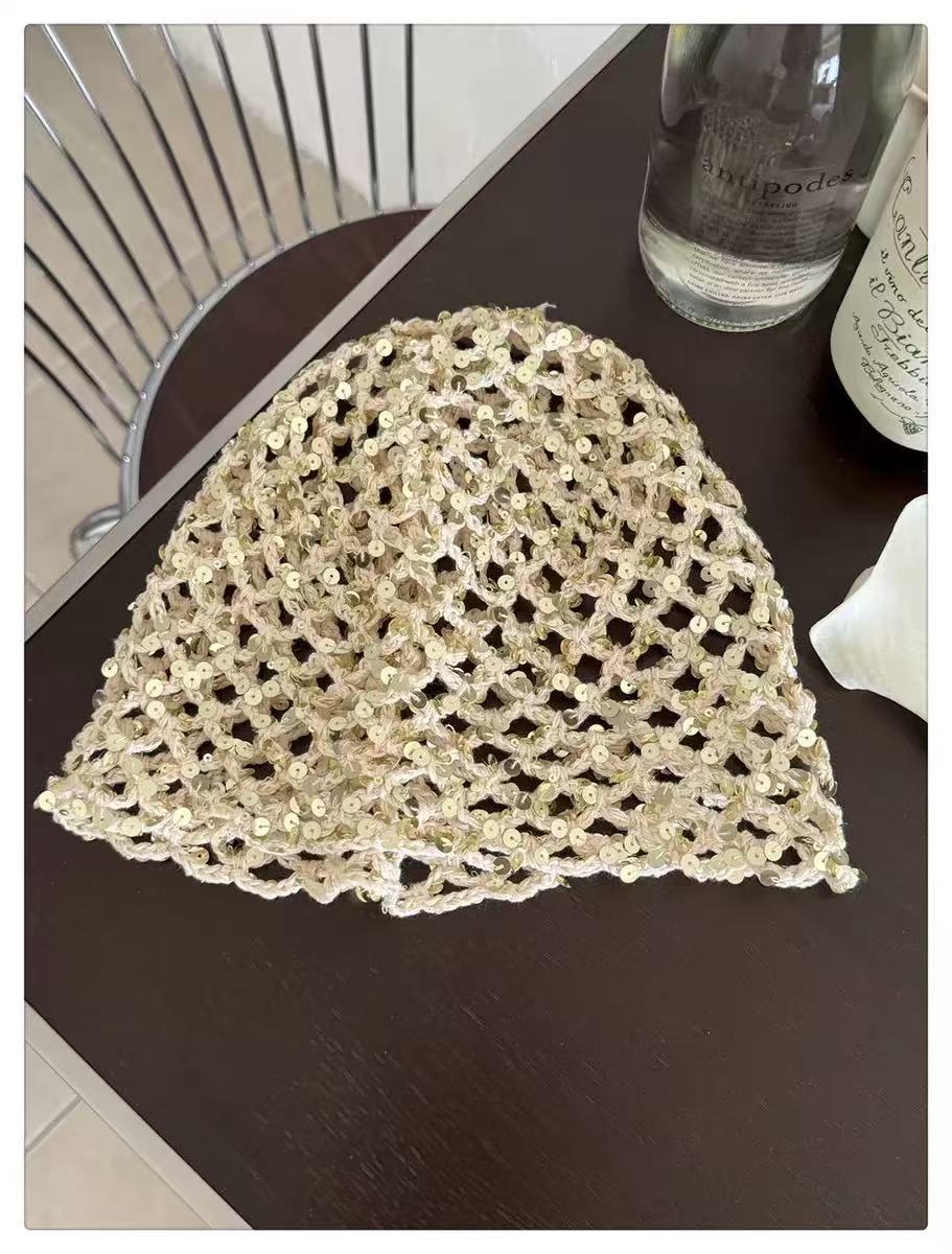 Handmade Knitted Mesh Sequin Headscarf Cap