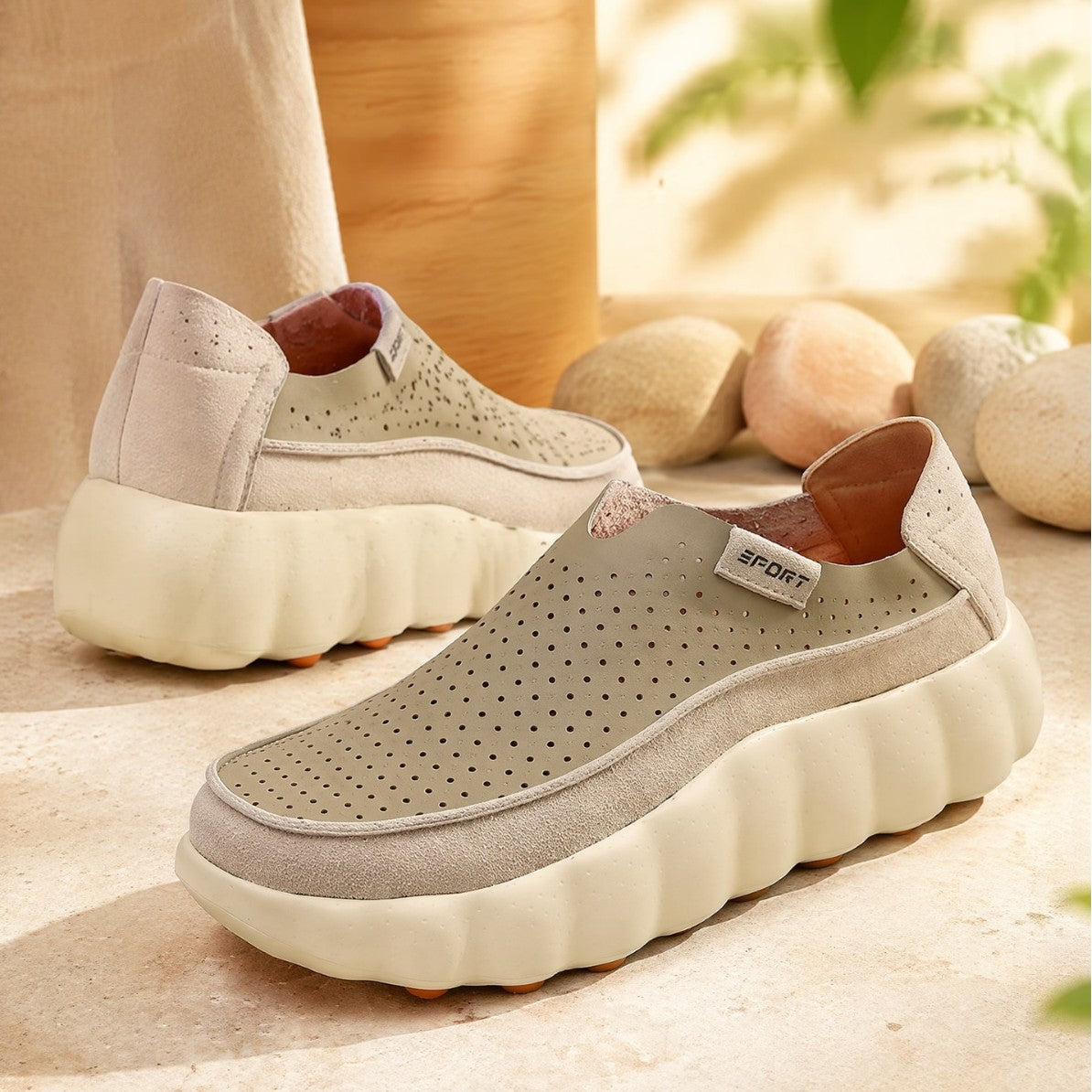 Perforated Breathable Slip-On Casual Shoes
