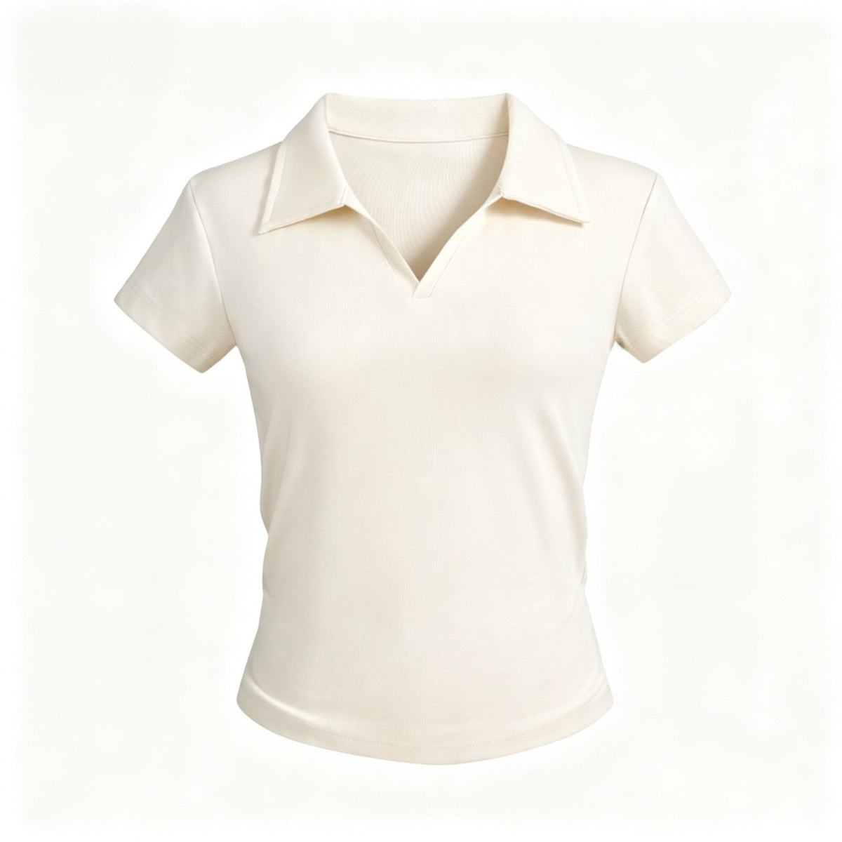 Small V-Neck,Short Fit, Waist-Cinching, Slim Fit Short-sleeve T-shirt