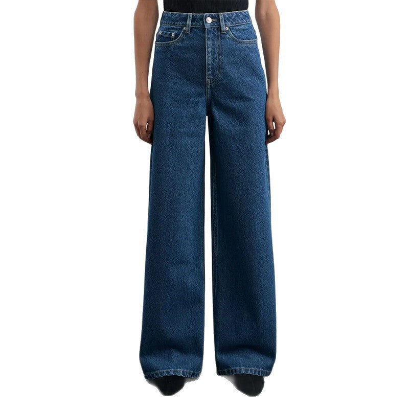 Meikeduo/Tiktok High-Quality Cross-Border Clothing Popular Elastic Wide-Leg Jeans for Women Export European and American Clothing
