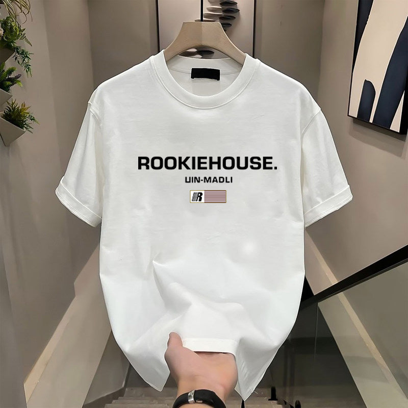 Mens Cotton Short Sleeve Tshirt Loose Fit Printed Tops