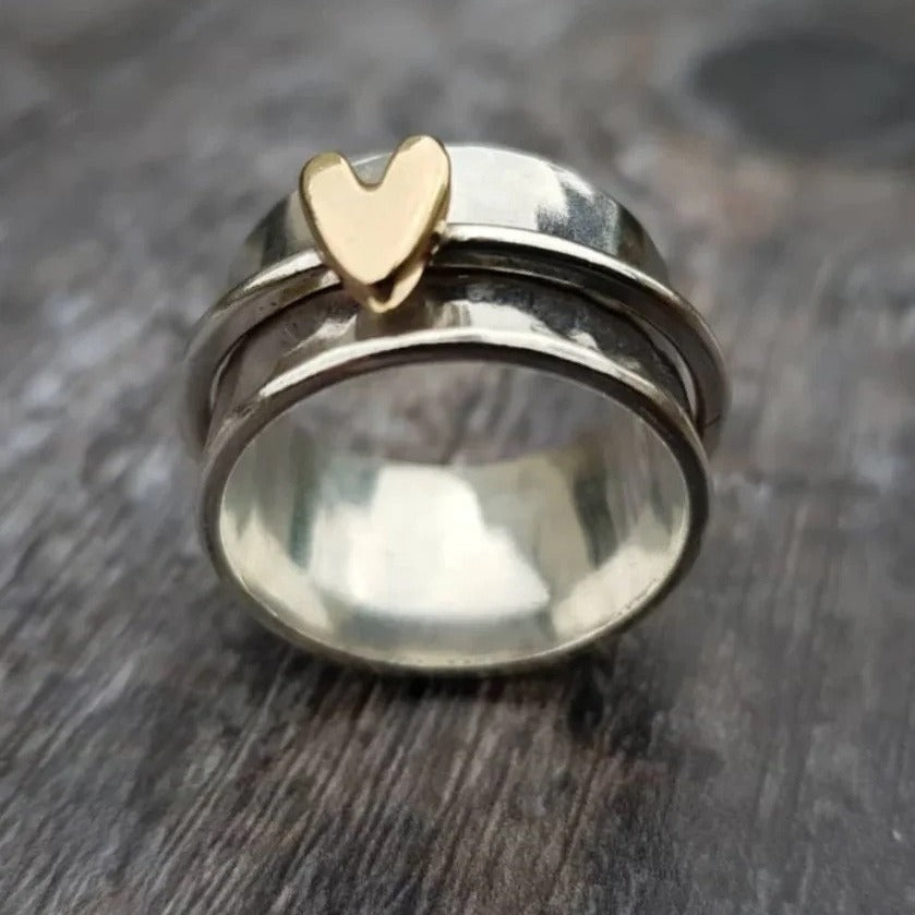Geometric Heart Rotatable Copper Ring
