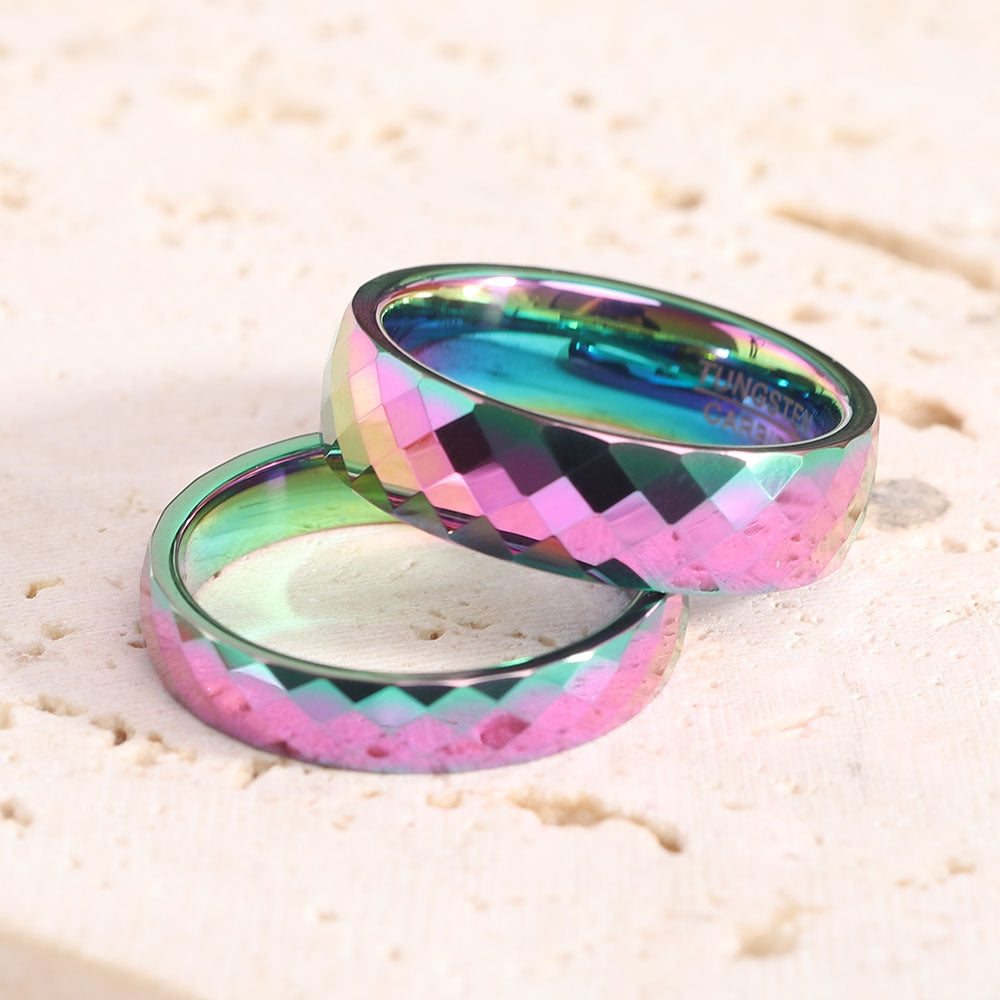 Gradient Color Tungsten Steel Ring ? Unisex Geometric Design.