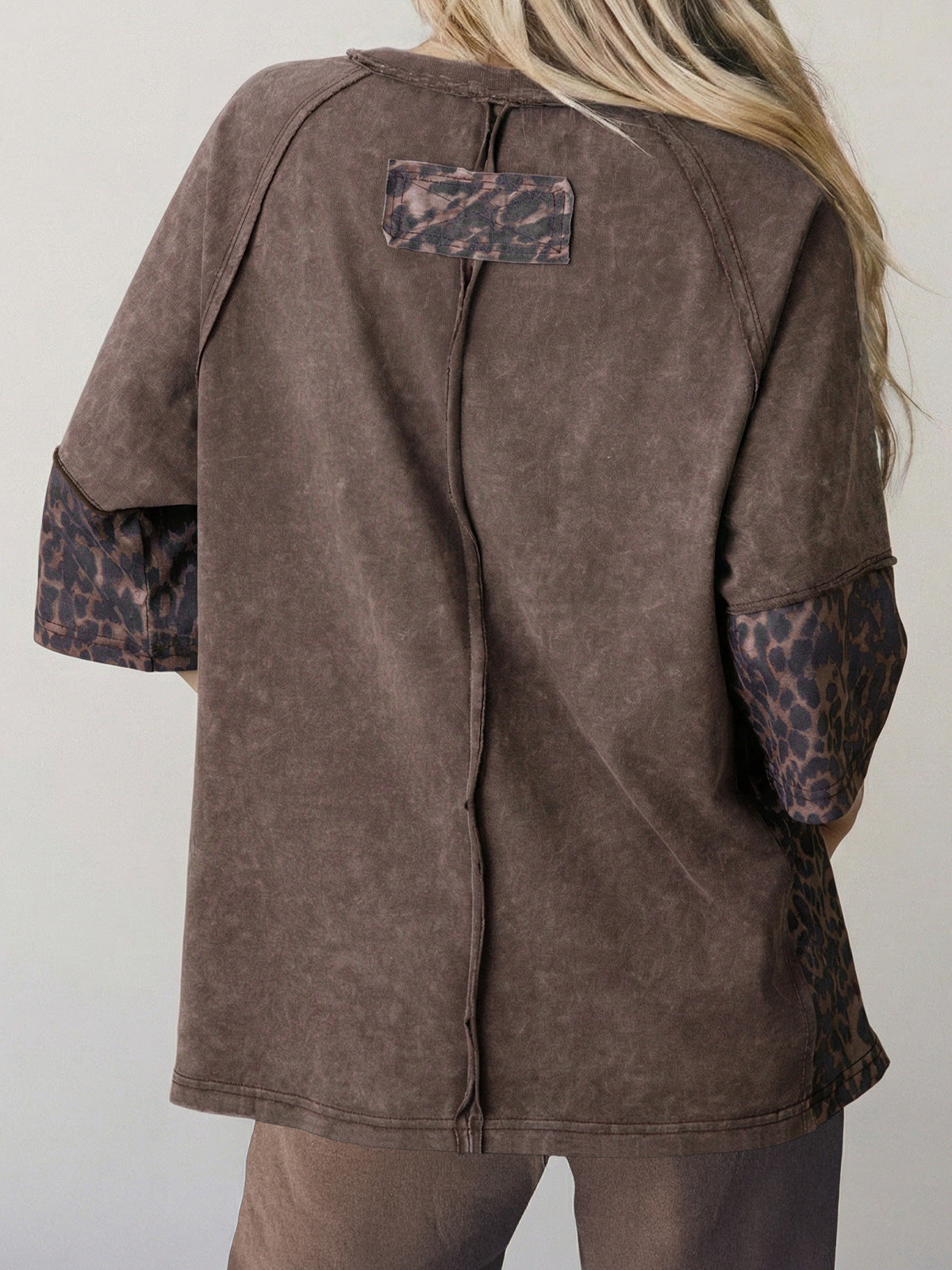 Five-pointed Star Leopard Print Old T-shirt