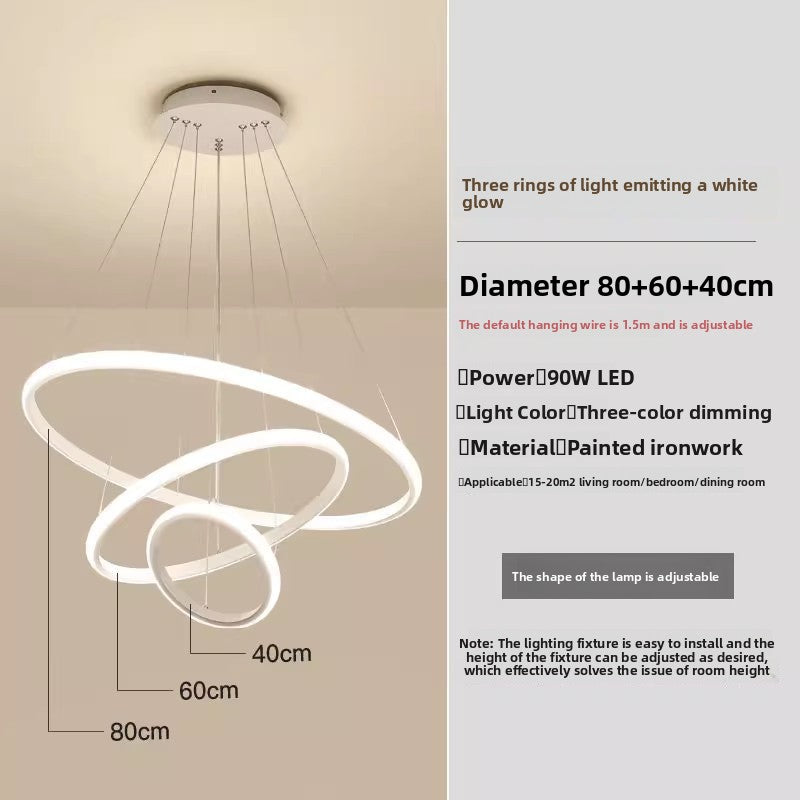 Modern Three Ring LED Chandelier