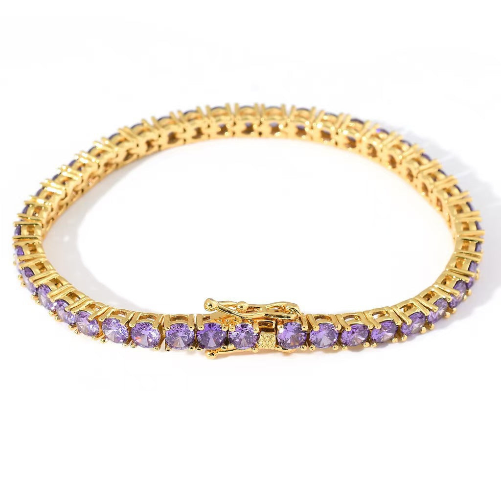 Hip Hop Tennis Chain 4mm Cubic Zirconia Full Diamond Bracelet Fashion Unisex Jewelry