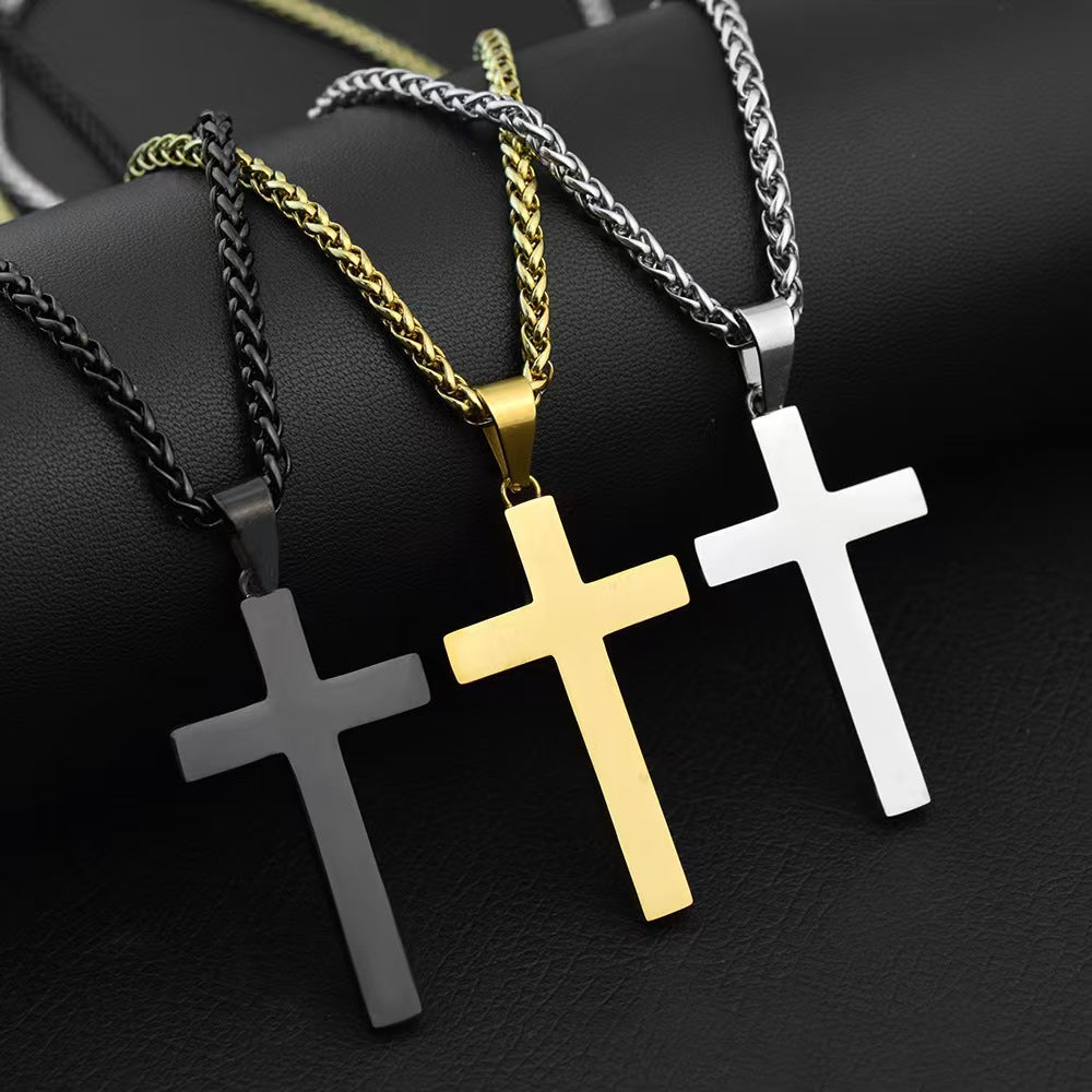 Cross pendant twisted chain necklace