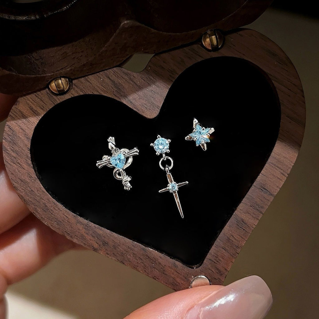 Ice-blue zircon stud earrings