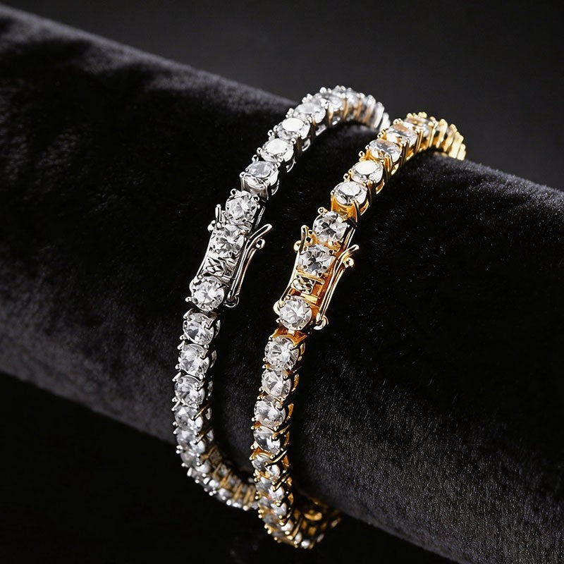 Hip Hop Tennis Chain 4mm Cubic Zirconia Full Diamond Bracelet Fashion Unisex Jewelry