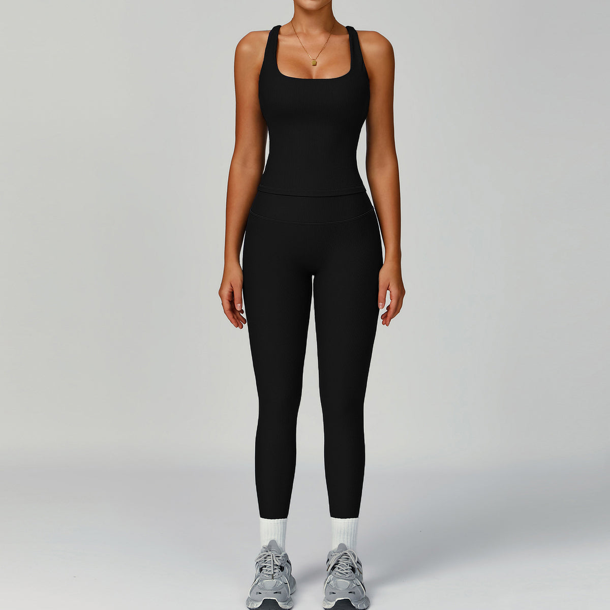 Womens High-Waisted Yoga Set with Moisture-Wicking Fabric