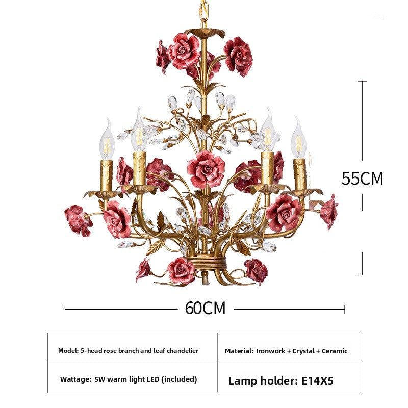 Vintage Floral Ceramic Chandelier