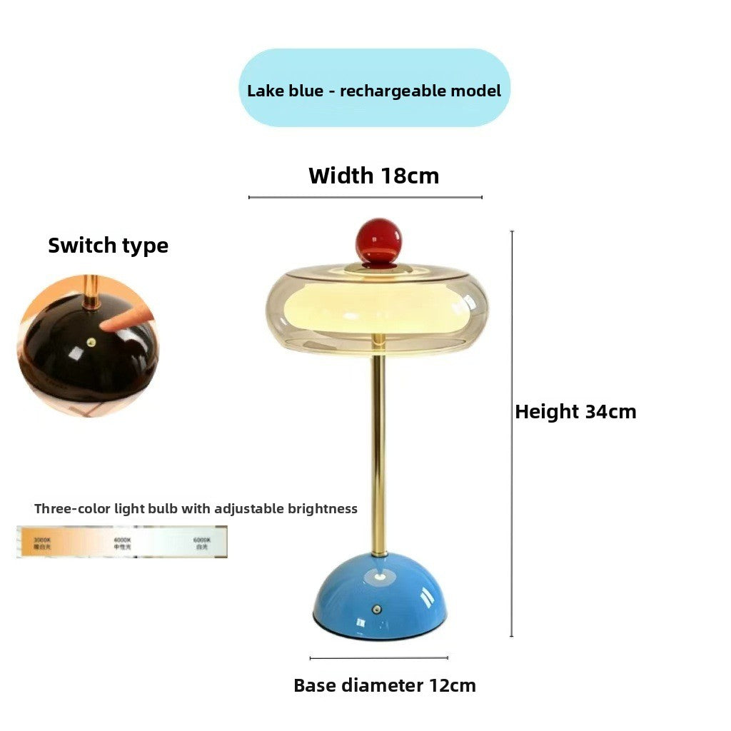 Glass Mushroom Table Lamp with USB Charging