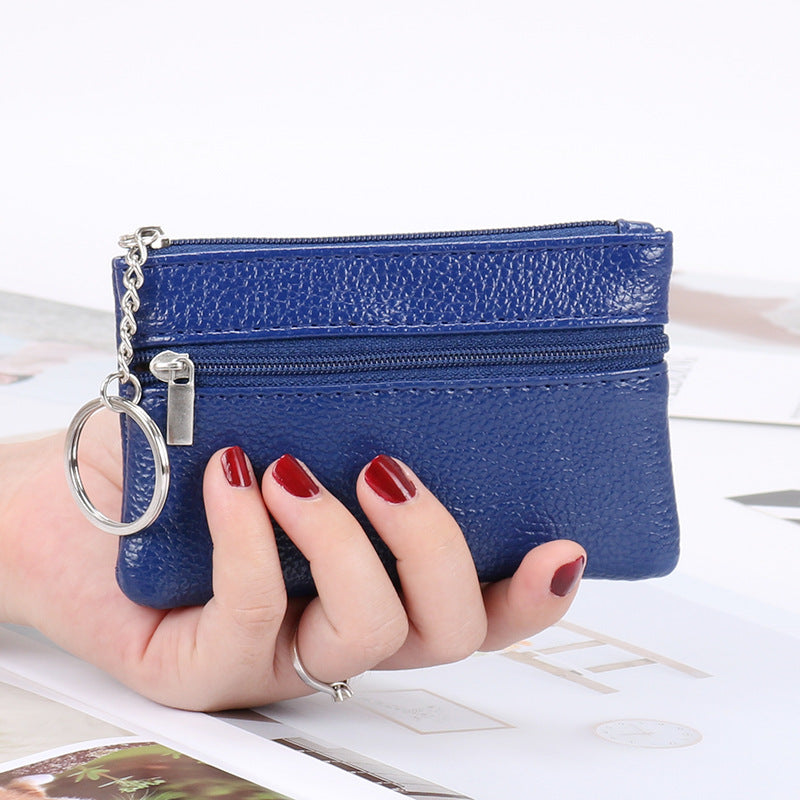 Genuine Leather Texture Women Mini Zipper Coin Purse Key Wallet