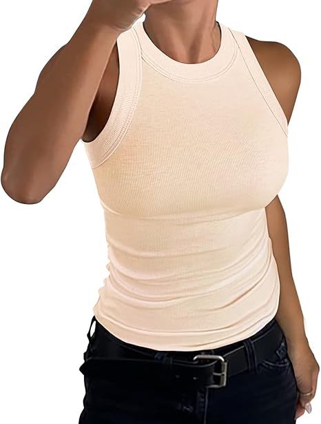 Womens Ribbed Racerback Tank Top