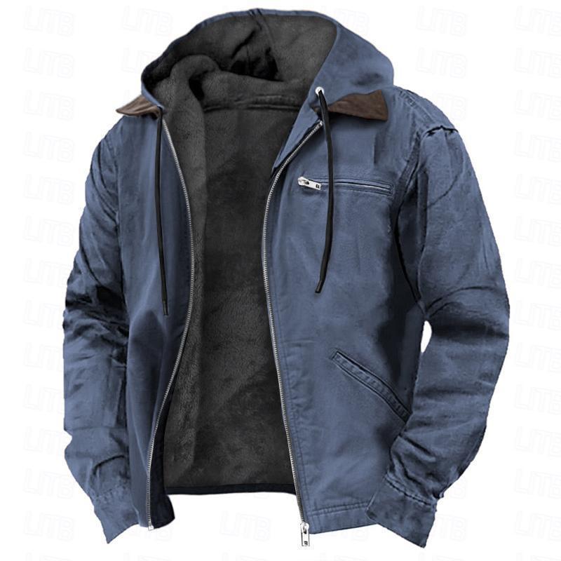Mens Fleece-Lined Hooded Jacket