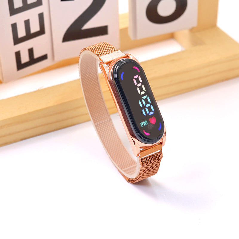 LED Electronic Watch with Color Lights and Magnetic Strap