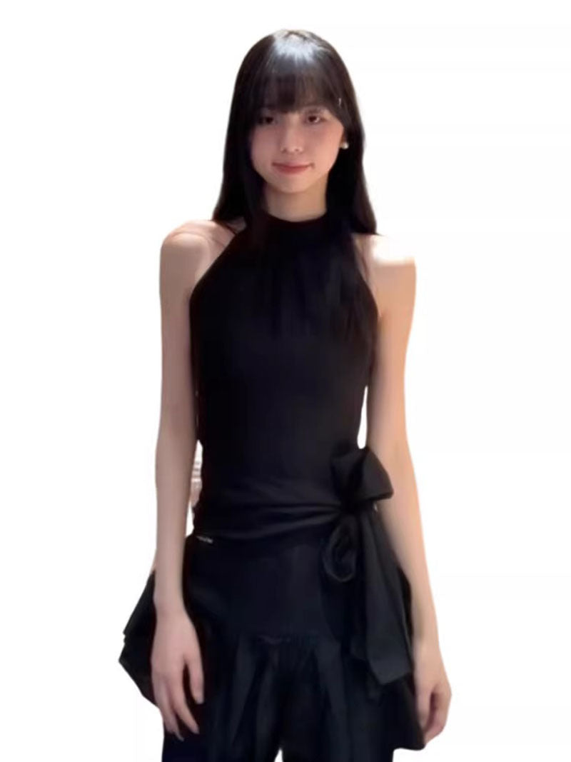 Bow Tie Halter Neck A-Line Summer Dress