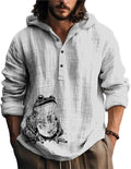 Mens 3D Printed Hooded Short Sleeve Shirt Casual Lapel Polyester Shirt